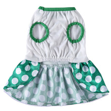 Load image into Gallery viewer, Christmas Green dress with white polka dots