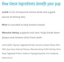 Load image into Gallery viewer, Lamb, Mint and Manuka Honey Dental Sticks