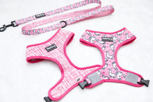 Load image into Gallery viewer, *BUNDLE at 40% off* Reversible Dog Harness – Pink Llama set + Leash