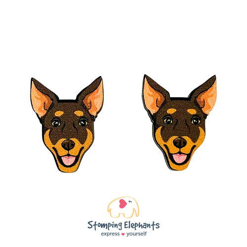 Brown Kelpie Head Earrings (2XL)