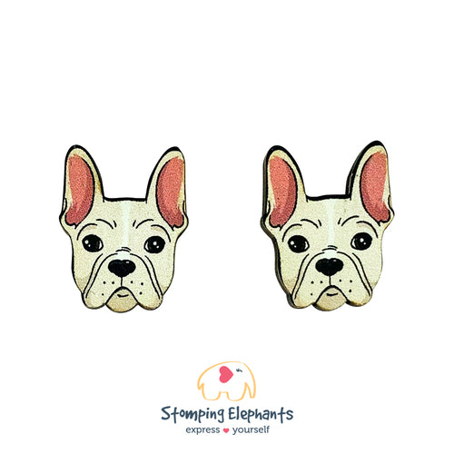 Fawn Frenchie Head Earrings (XL)