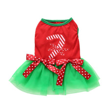 Load image into Gallery viewer, Candy Cane red dress with Green Tutu
