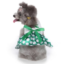 Load image into Gallery viewer, Christmas Green dress with white polka dots

