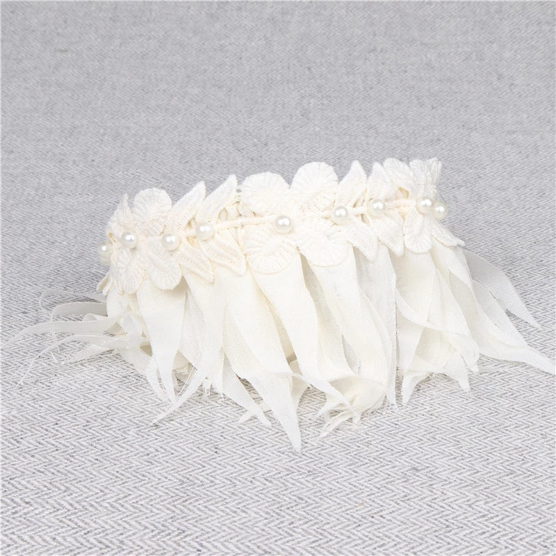 Flowers Feather Collar - Elegant White