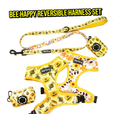 Yellow Bee Happy Reversible Harness Set from Hello Furry