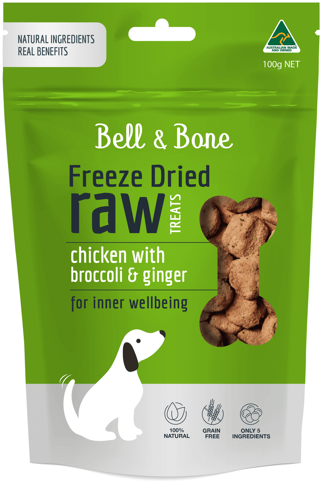 Freeze Dried Raw Dog Treats: Chicken with Broccoli and Ginger 100g
