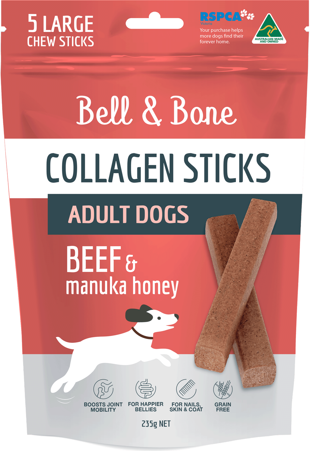 Collagen Chew Sticks for Adult Dogs - Beef and Manuka Honey