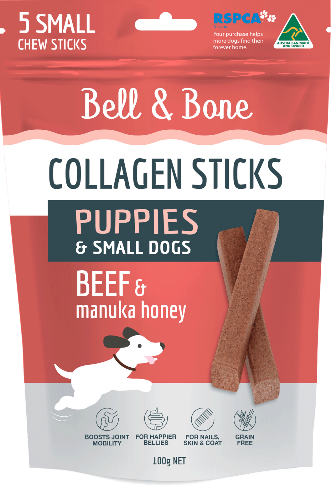 Collagen Chew Sticks for Puppies and Small Dogs - Beef and Manuka Honey