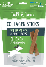 Load image into Gallery viewer, Collagen Chew Sticks for Puppies and Small Dogs - Chicken and Blueberries
