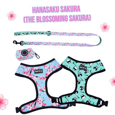 Hanasaku Sakura (The Blossoming Sakura) Reversible Harness Set from Hello Furry