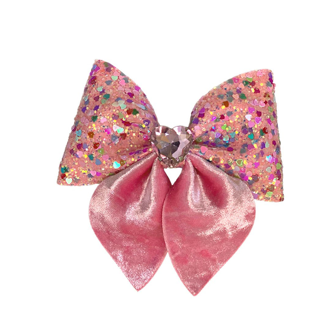 Bubble Gum Glitter Sailor Bow