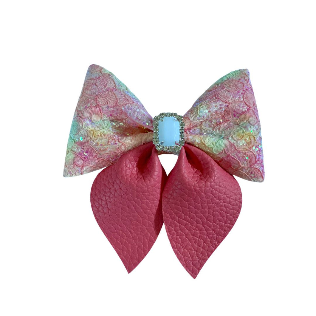 Coral Peach Sailor Bow