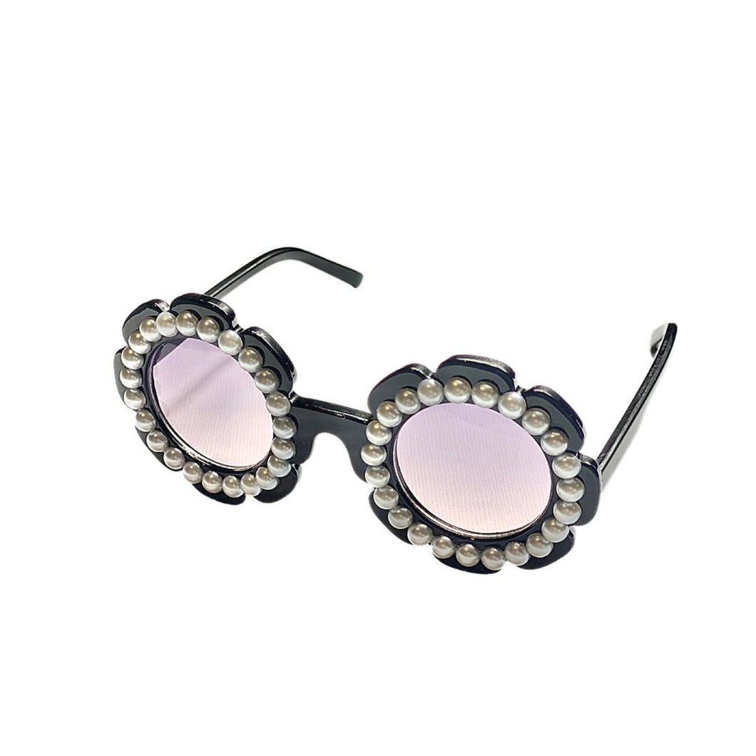 Flower Power Black Sunnies - Pearls