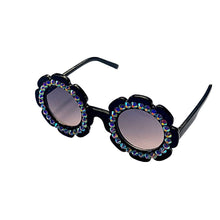 Load image into Gallery viewer, Flower Power Black Sunnies - Crystals
