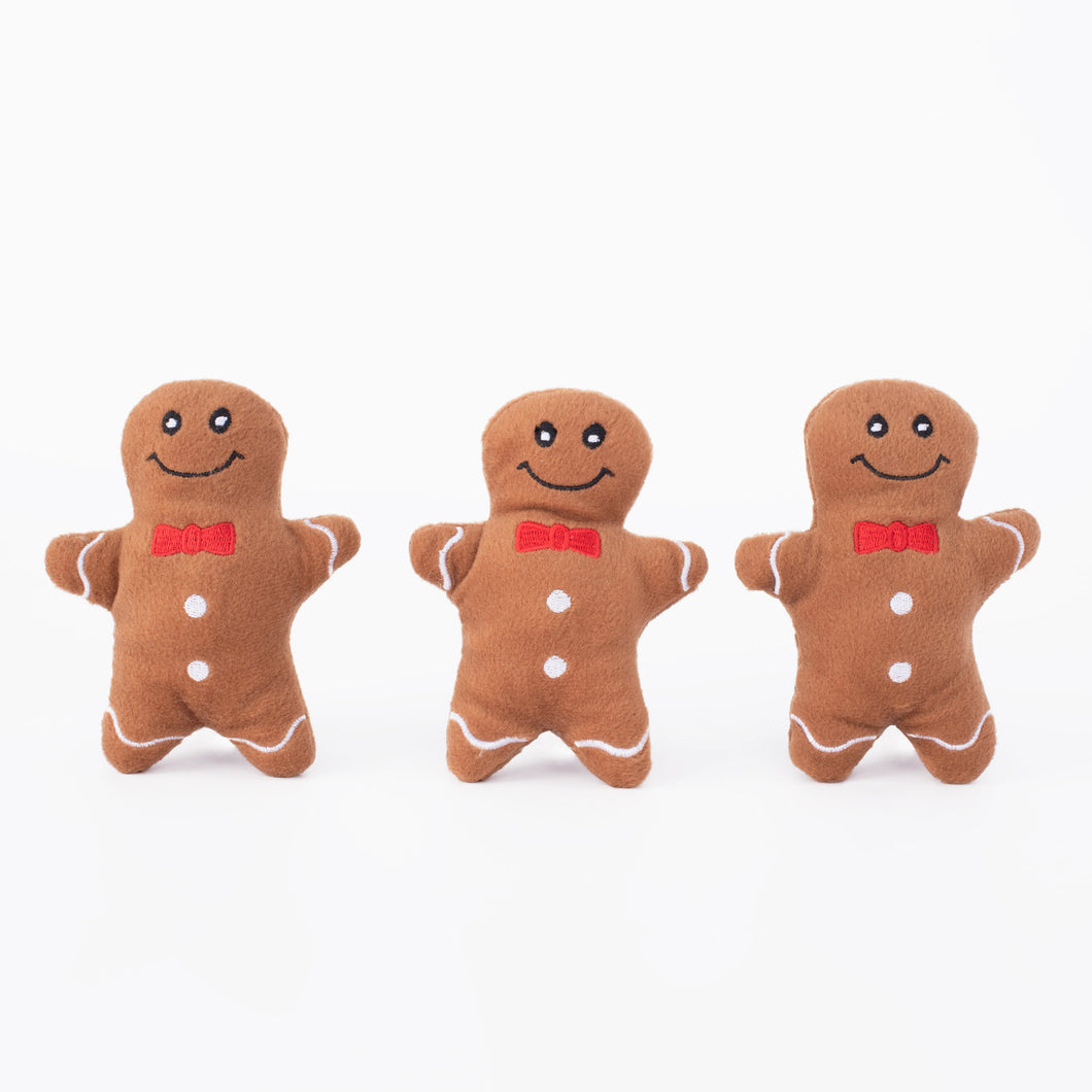 Zippy Paws Miniz Squeaker Dog Toys - 3-Pack - Gingerbread Men