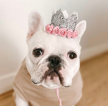 Load image into Gallery viewer, Silver Crown with Pink Flowers
