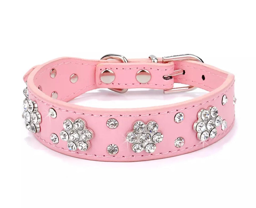 Dazzling Rhinestone Flower Collar - Blush Pink